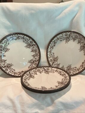 Brown Toile Appetizer Plates - Set of 4